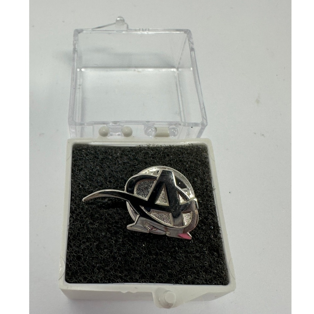 Avengers Logo Lapel Pin Silver Tone Black Enamel Marvel Comics Superhero Jewelry